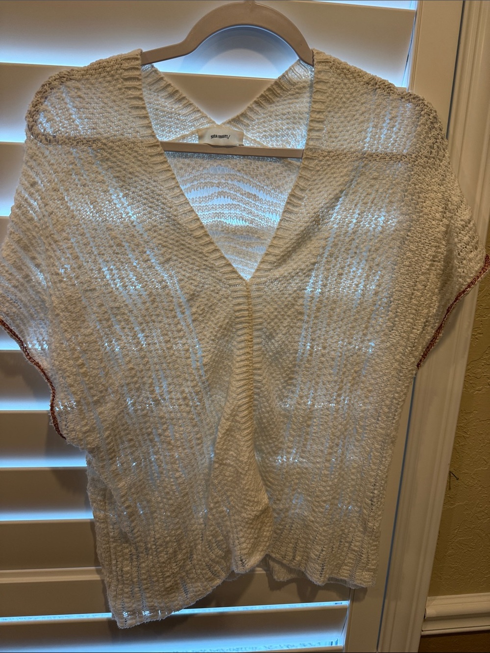 sita murt Cream Knit Women's Top